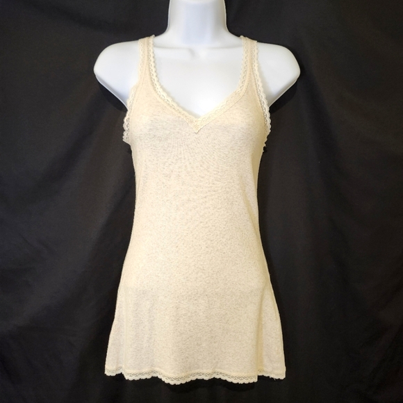 Mossimo Supply Co. Tops - Oatmeal Tan Women's Lace Trim Camisole Top Size L Y2K Retro Minimalist Neutral